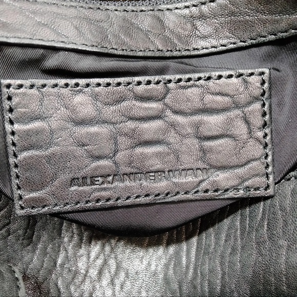 AUTH Alexander Wang Black Leather Shoulder Bag Tote - Picture 7 of 8